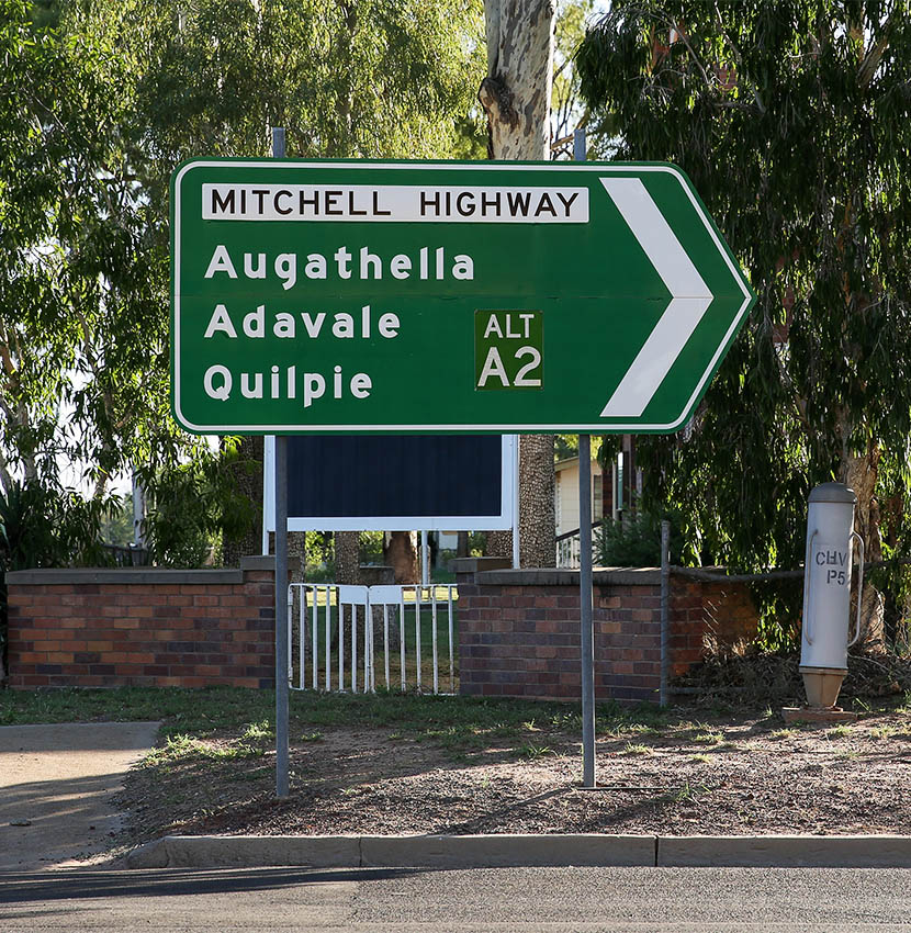 Road sign pointing to Quilpie